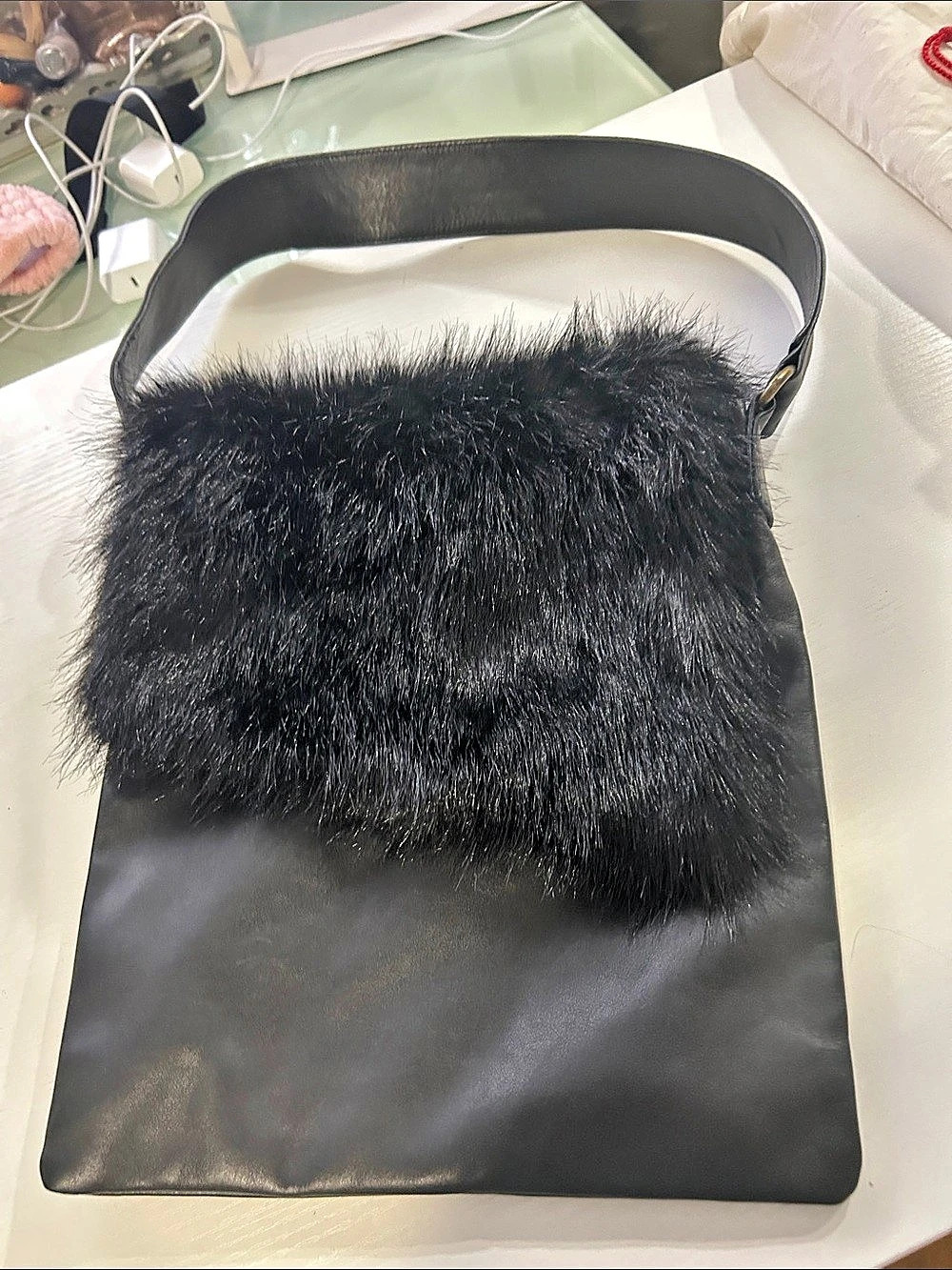 Terry Lewis Classic Luxuries Black Faux-Fur Shoulder Bag